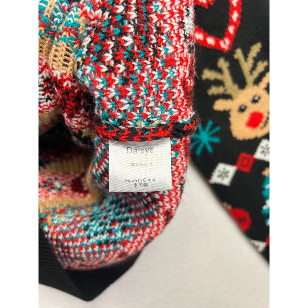 Daisys Black Christmas Reindeer‎ Tree Candy Cane Ugly Sweater XL - Picture 5 of 9